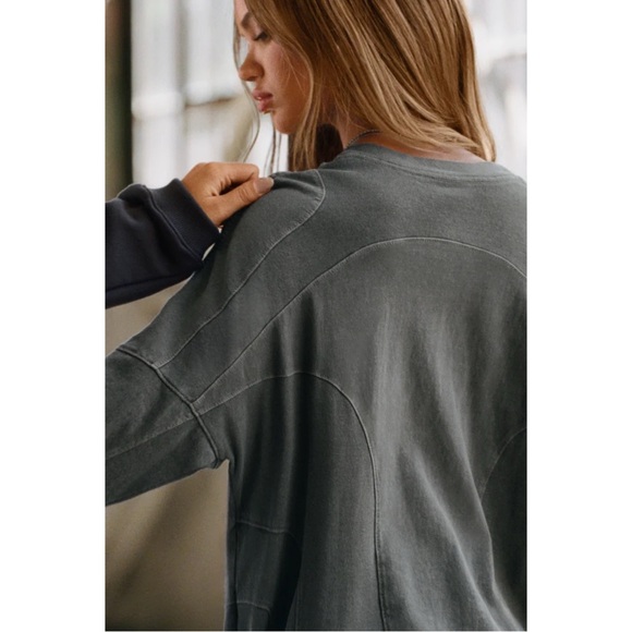 JOAH BROWN Vintage Panel Oversize LS Charcoal Necklace Shirt XS NWT - Picture 4 of 16